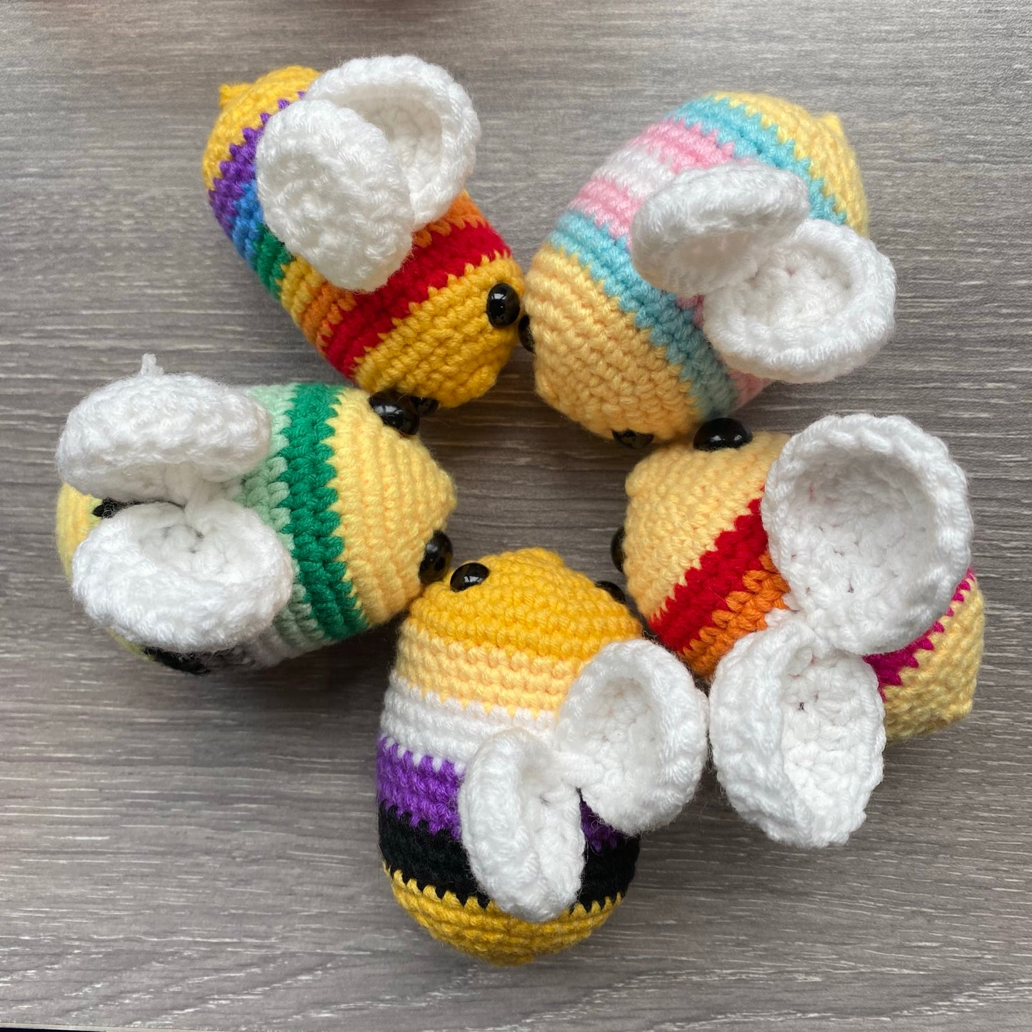 Crochet Pride Bees